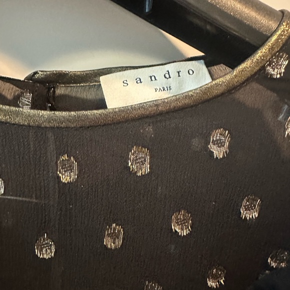 SANDRO Lurex Patterned Top In Black - Picture 7 of 10